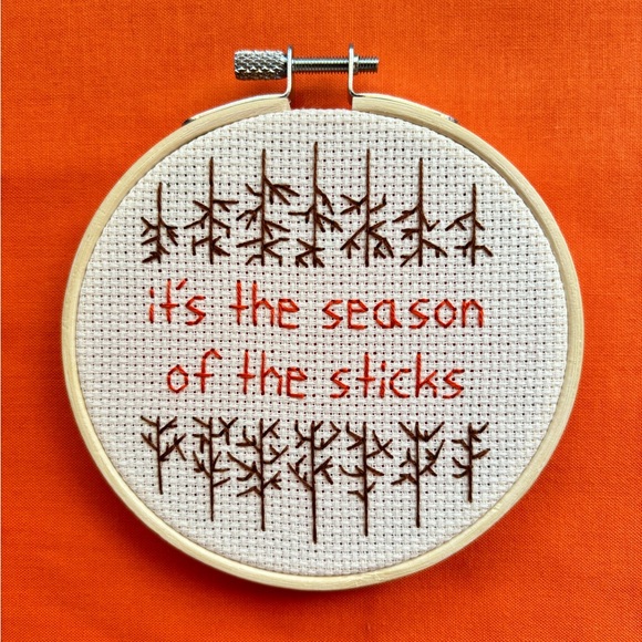 Noah Kahan “Stick Season” Lyrics 4-Inch Wooden-Framed Cross Stitch - Picture 2 of 6